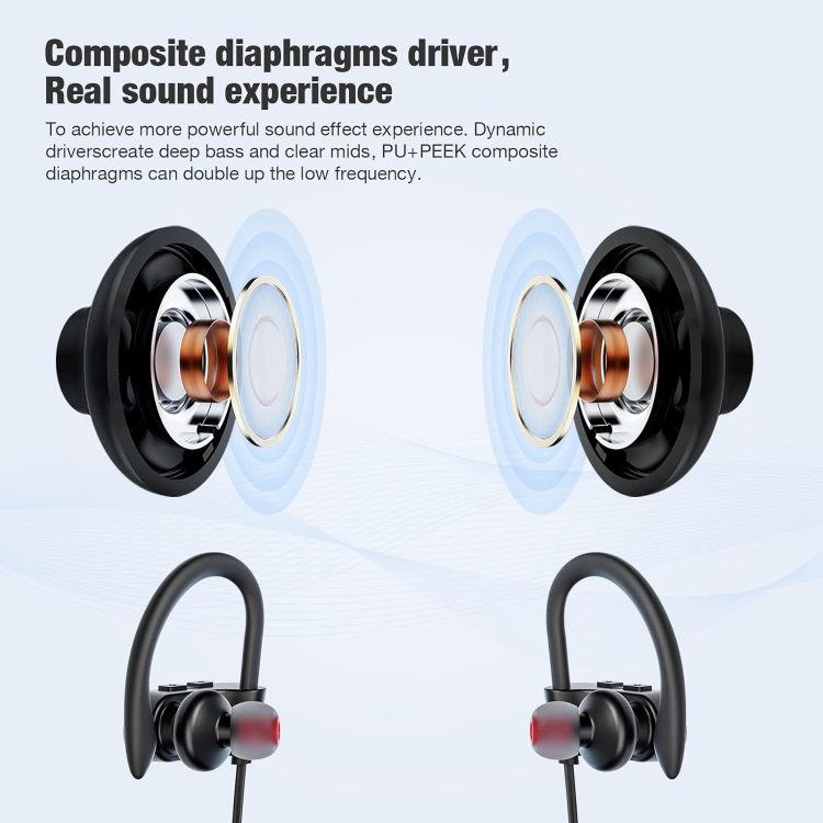 Bluetooth Wireless Headphones 16H Playtime Earbuds with Mic Stereo in-Ear Earphones, IPX7 Waterproof Sports Sound Isolation Headsets for Running, Gym, Workout - Image 3