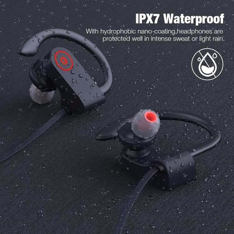 Bluetooth Wireless Headphones 16H Playtime Earbuds with Mic Stereo in-Ear Earphones, IPX7 Waterproof Sports Sound Isolation Headsets for Running, Gym, Workout - Image 5